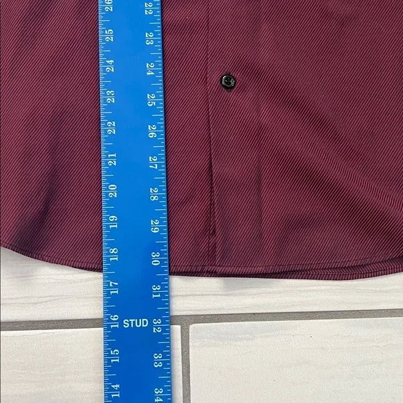 Modern Tailor Burgundy Striped Long-Sleeve Button-Down Collared Shirt - Picture 6 of 7